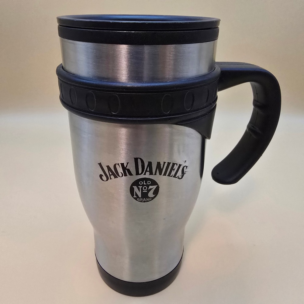 Jack Daniels Old No 7 Stainless Steel Travel Mug Insulated Cup Lid with Handle